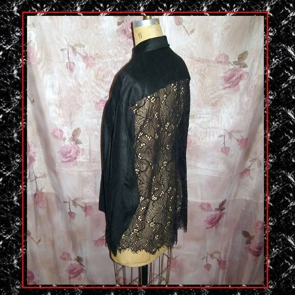 NWOT sz M/L Sies Marjan Black Dress shirt with Lace Back - Picture 1 of 8